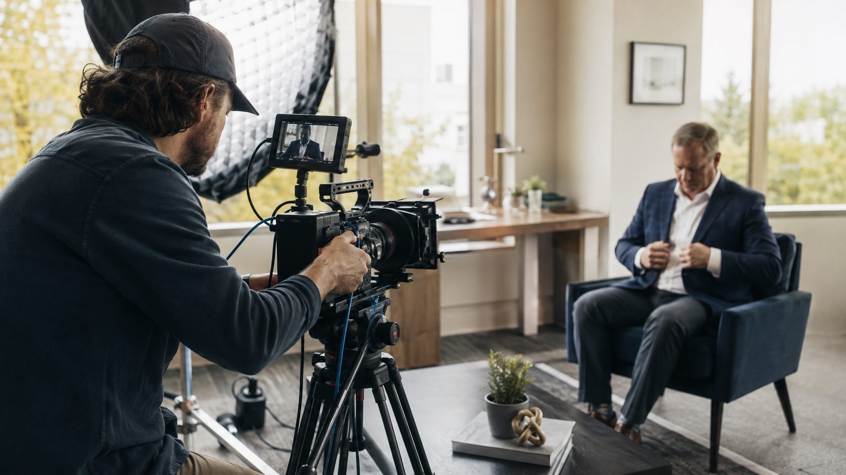 Behind the scenes of a professional video recording session