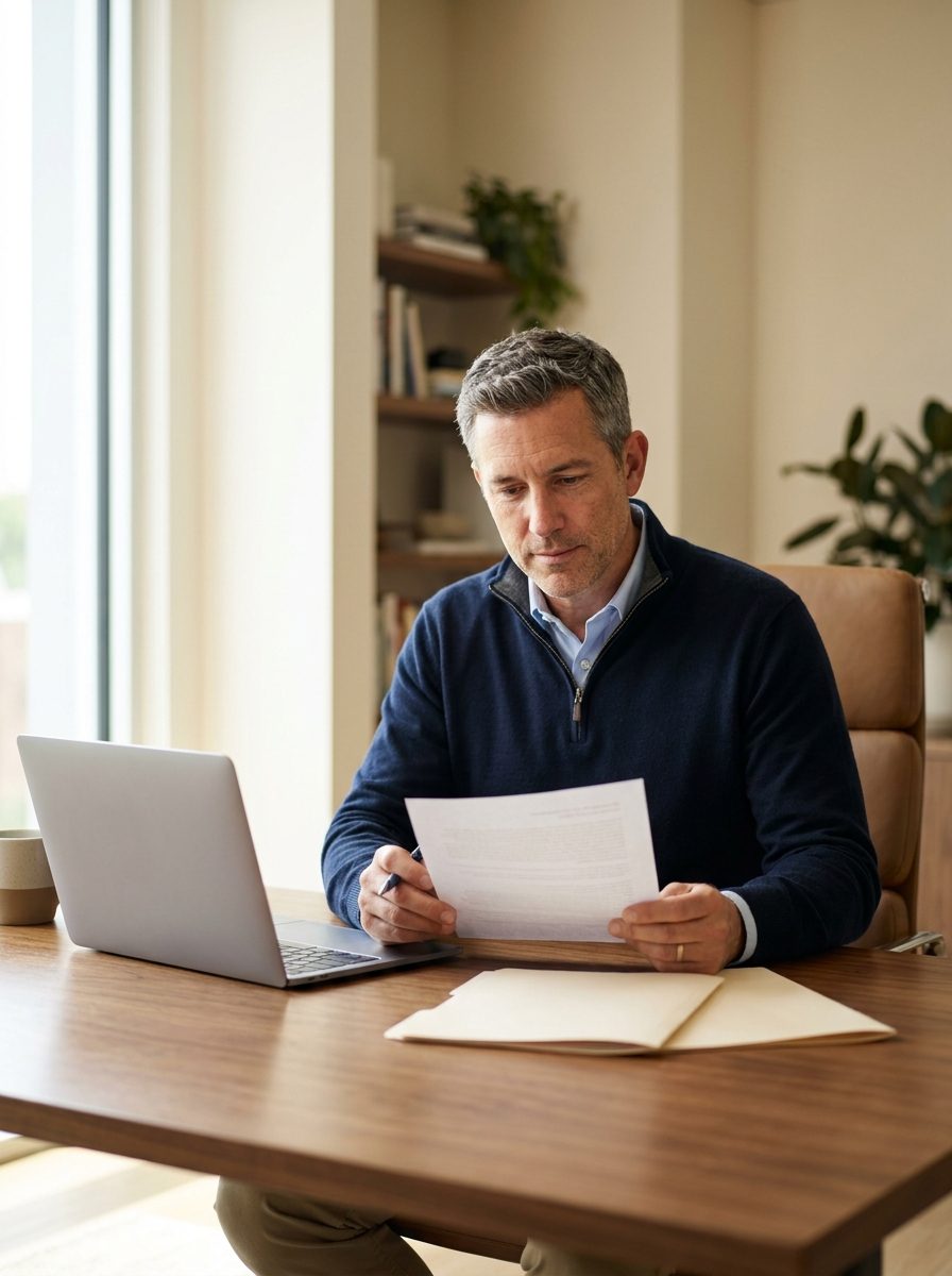 Financial advisor reviewing a monthly YouTube topic plan